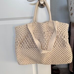 Elegant Cream Woven Tote Bag